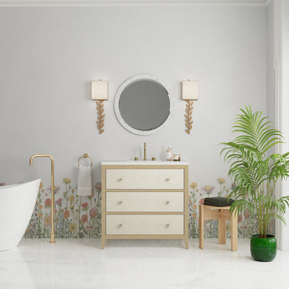 James Martin Celeste 36" Single Bathroom Vanity, Sunwashed Oak with Embossed Shagreen Drawer Fronts