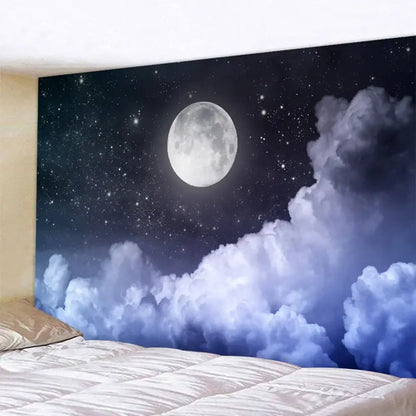 Celestial moon night sky beach tapestry bedroom wall decor