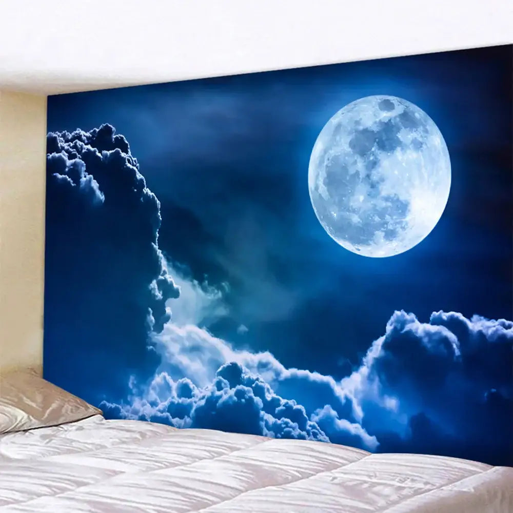 Celestial moon night sky beach tapestry bedroom wall decor