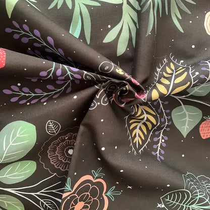 Celestial moon phase floral tapestry black bedroom wall hanging