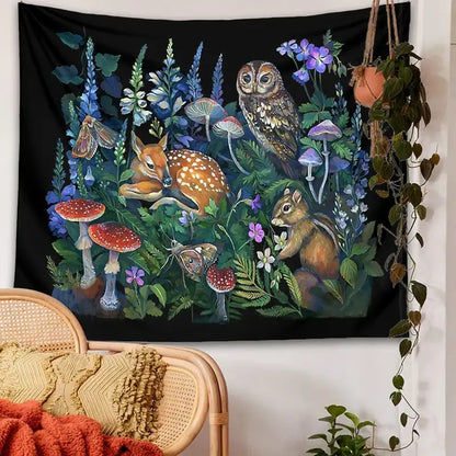 Celestial mushroom botanical wall hanging bedroom woodland tapestry