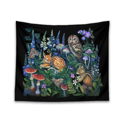 Celestial mushroom botanical wall hanging bedroom woodland tapestry