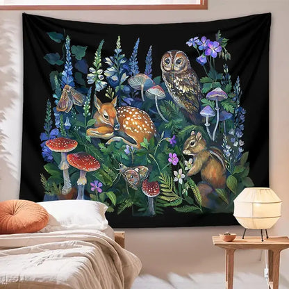Celestial mushroom botanical wall hanging bedroom woodland tapestry