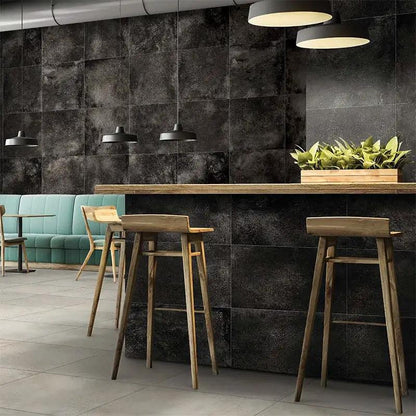 Cemento Black Honed Concrete Look Porcelain Tiles 12x24