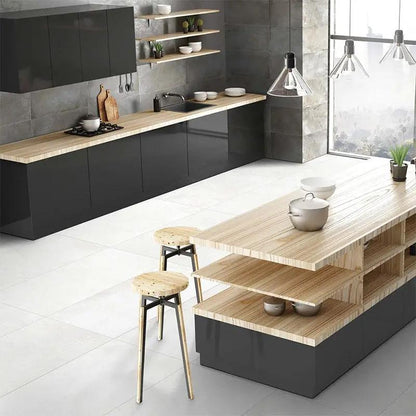 Cemento White Honed Concrete Look Porcelain Tiles 12x24