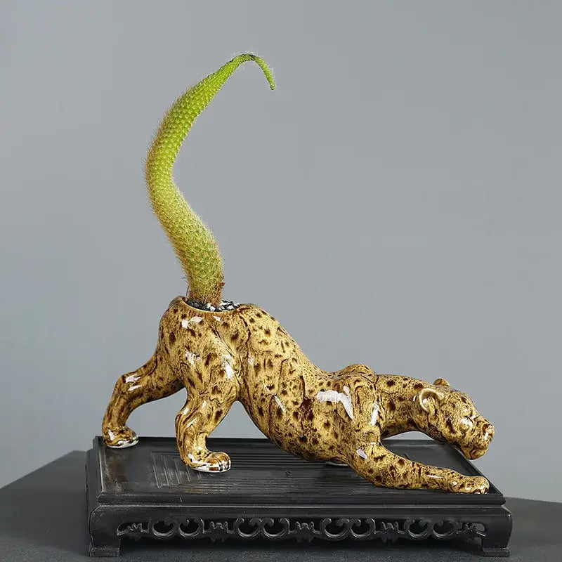 Ceramic animal flowerpot leopard garden plant decor