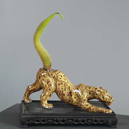Ceramic animal flowerpot leopard garden plant decor