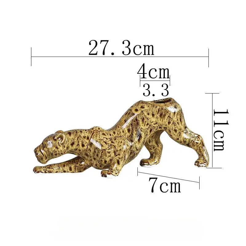 Ceramic animal flowerpot leopard garden plant decor