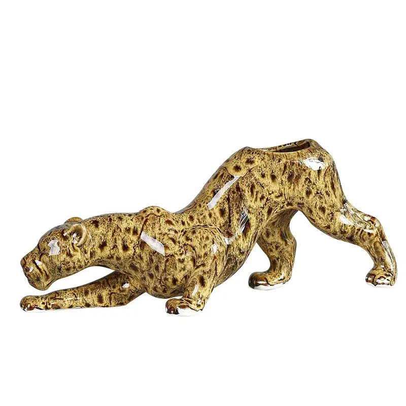 Ceramic animal flowerpot leopard garden plant decor