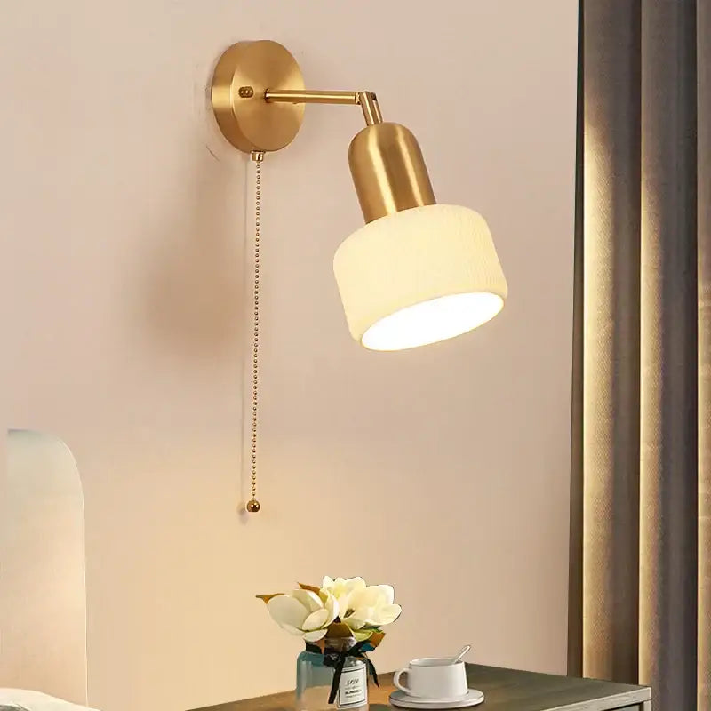 Ceramic art wall lamp gold adjustable reading light for bedroom
