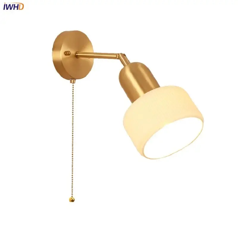 Ceramic art wall lamp gold adjustable reading light for bedroom