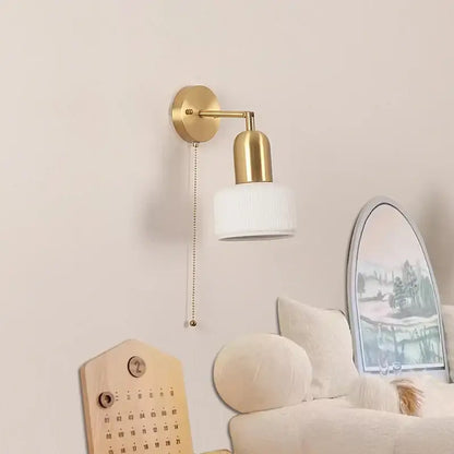 Ceramic art wall lamp gold adjustable reading light for bedroom