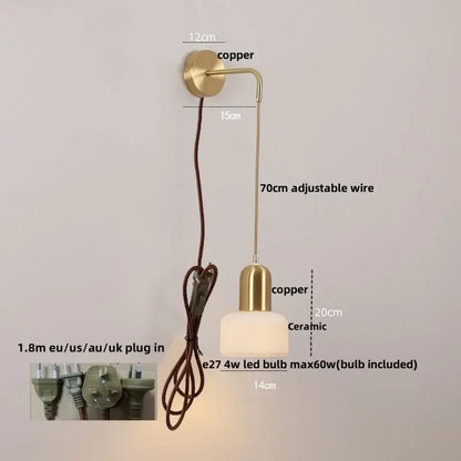 Ceramic art wall lamp gold adjustable reading light for bedroom