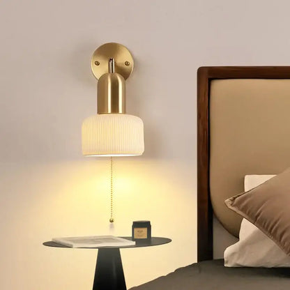Ceramic art wall lamp gold adjustable reading light for bedroom
