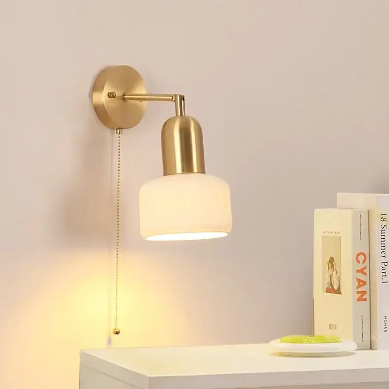 Ceramic art wall lamp gold adjustable reading light for bedroom