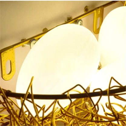 Ceramic bird and golden nest led wall lamp bedroom sconce