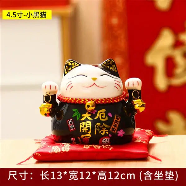 Ceramic maneki neko piggy bank floral white living room decor
