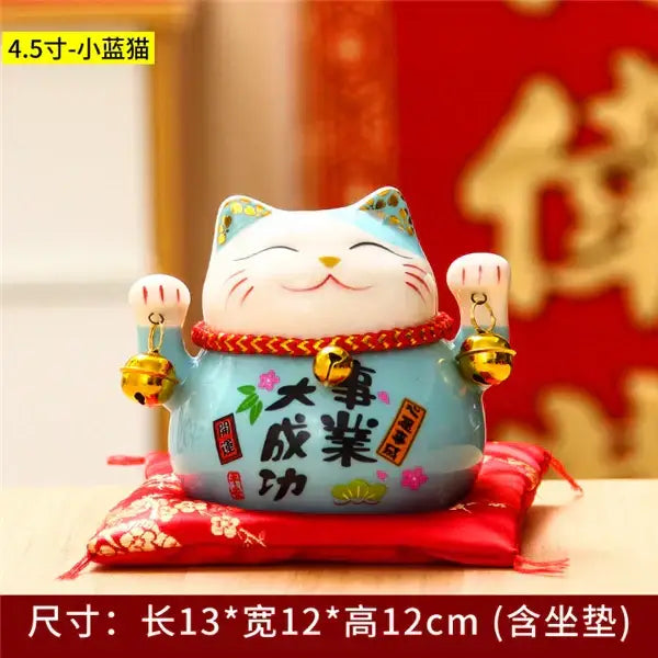 Ceramic maneki neko piggy bank floral white living room decor