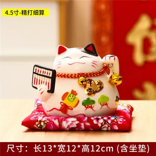 Ceramic maneki neko piggy bank floral white living room decor
