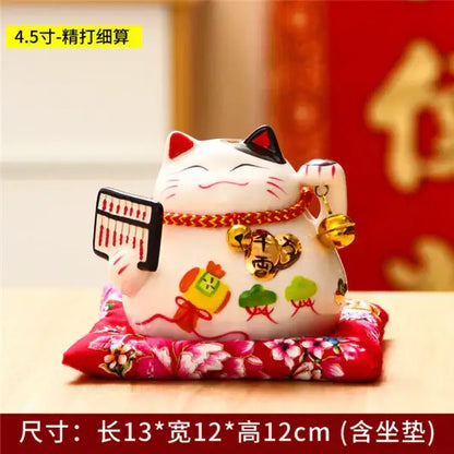 Ceramic maneki neko piggy bank floral white living room decor