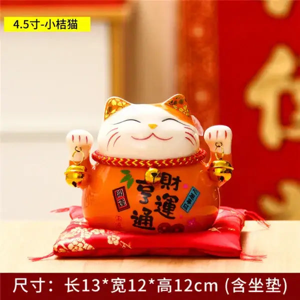 Ceramic maneki neko piggy bank floral white living room decor