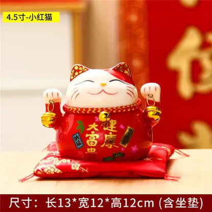 Ceramic maneki neko piggy bank floral white living room decor