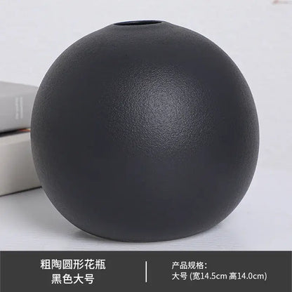 Matte black spherical ceramic vase set of 3 – living room decor