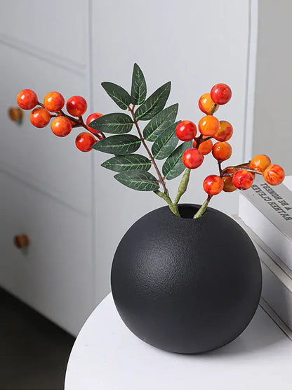 Matte black spherical ceramic vase set of 3 – living room decor