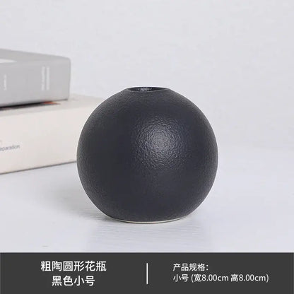 Matte black spherical ceramic vase set of 3 – living room decor
