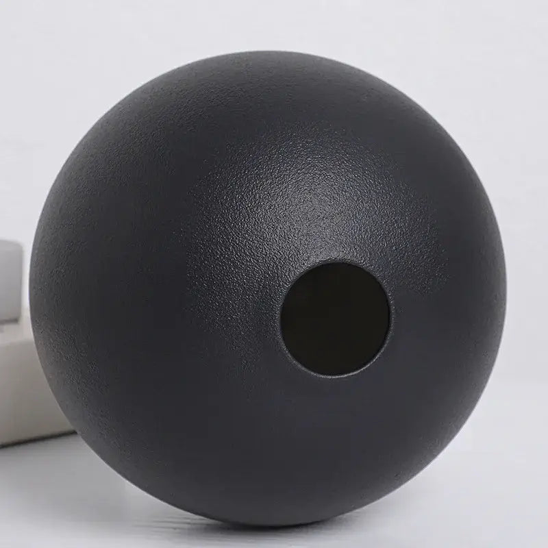 Matte black spherical ceramic vase set of 3 – living room decor