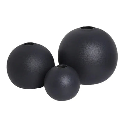 Matte black spherical ceramic vase set of 3 – living room decor