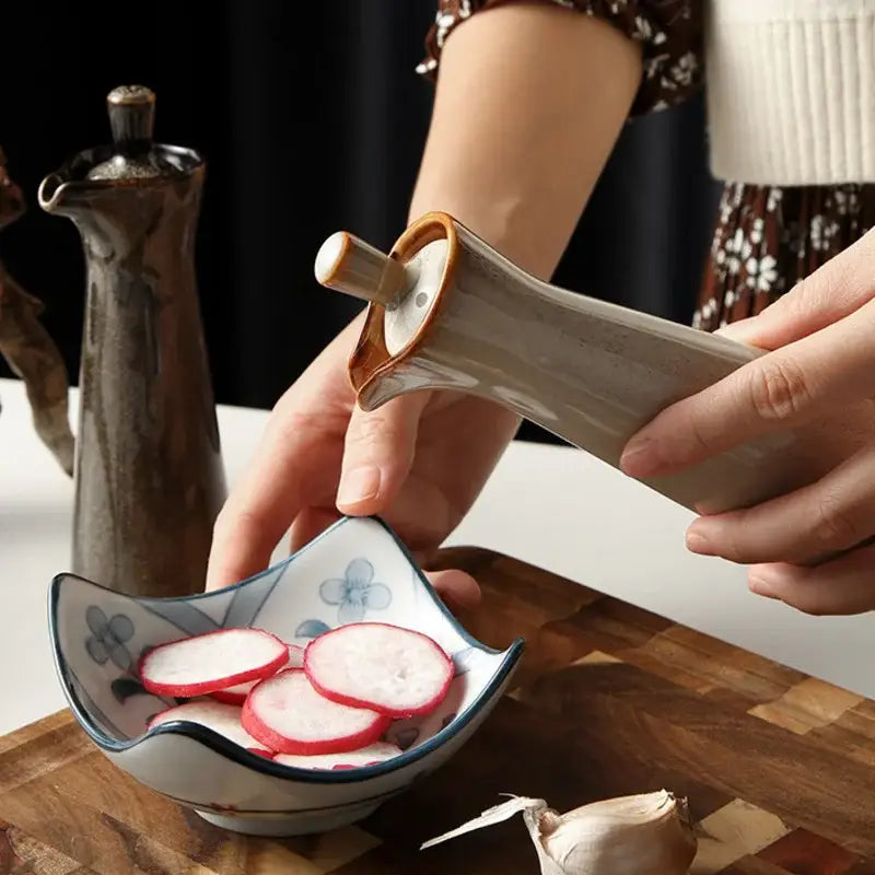 Ceramic seasoning pot set in four glazes – kitchen oil dispensers
