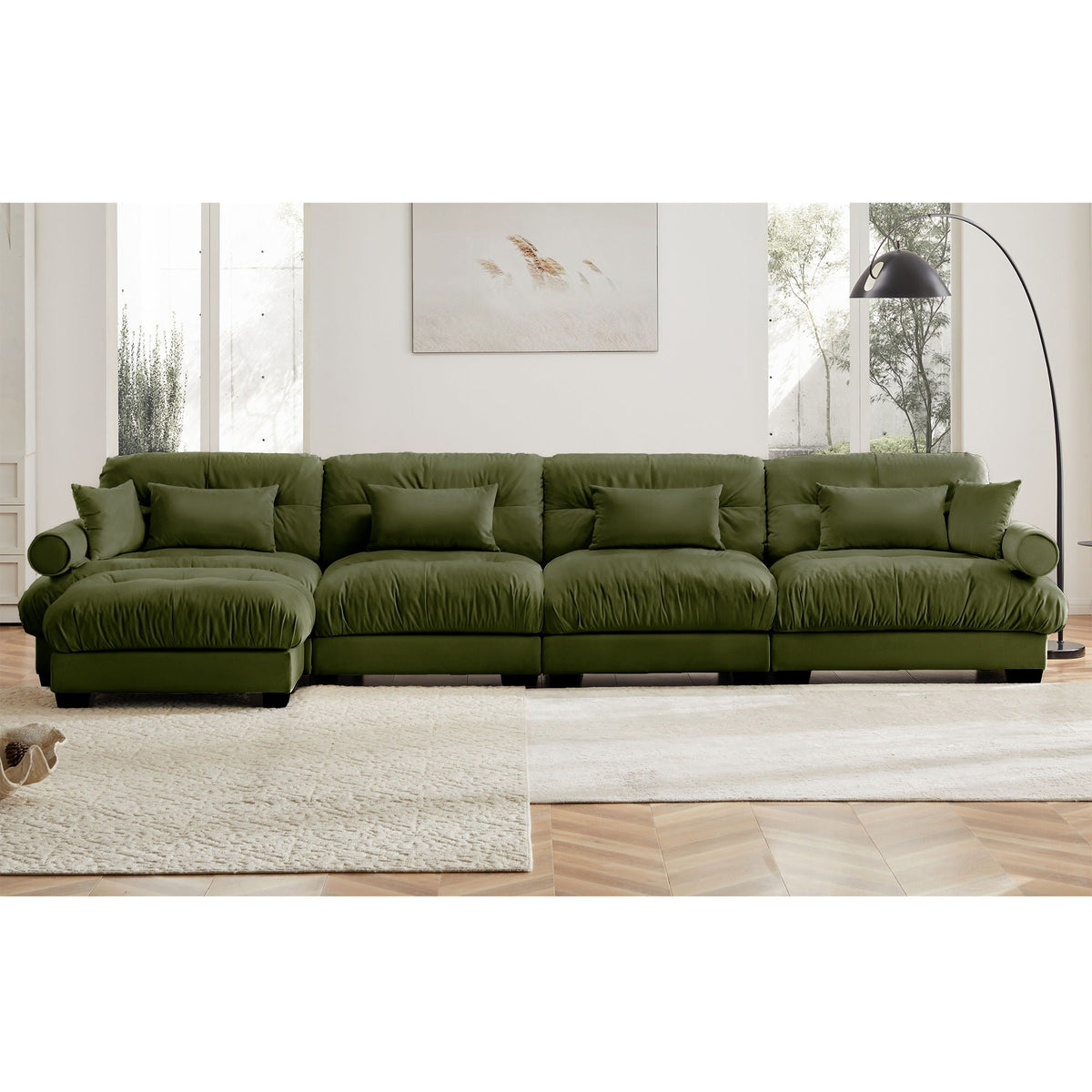 Super Comfort Oversized Modular Sectional Sofa With Movable Ottoman