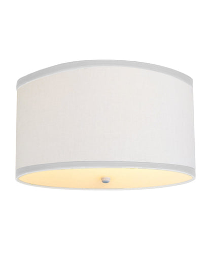 Moderne Flush Mount Conversion Kit 18"w White Linen Shallow Drum Lampshade