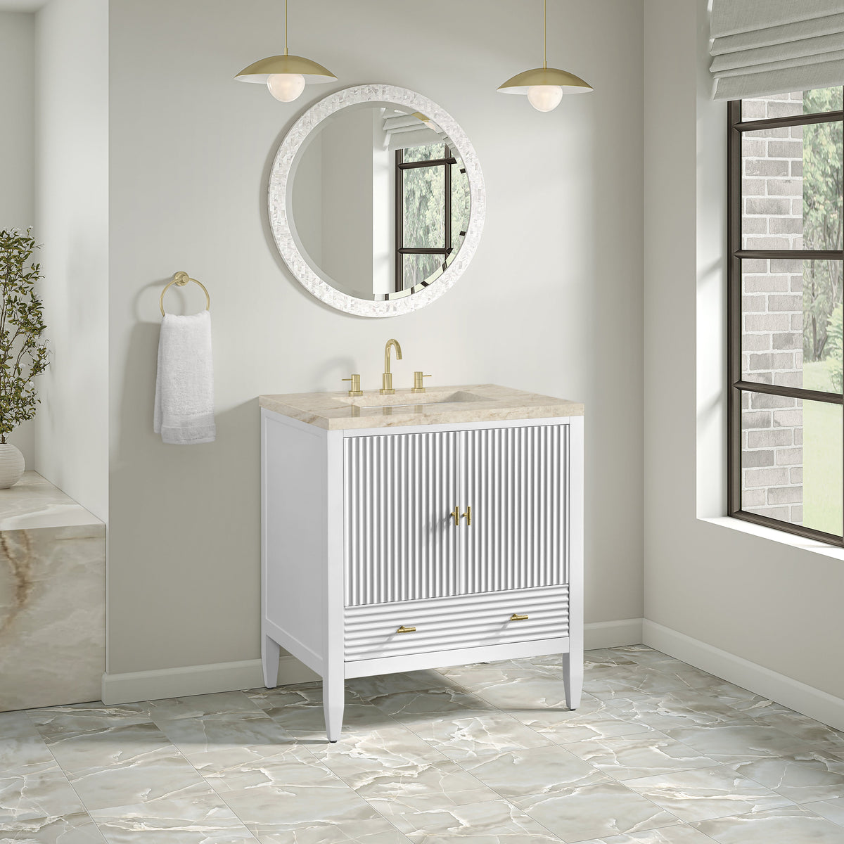 James Martin Myrrin 30" Single Bathroom Vanity, Bright White