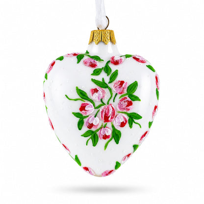 Mother's Day Red Heart Shape Glass Ornament