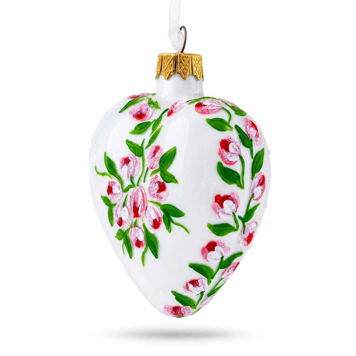 Mother's Day Red Heart Shape Glass Ornament