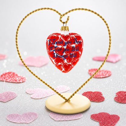 Glass Heart with I Love You Text Christmas Ornament