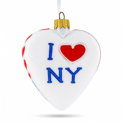 I Love New York Heart Glass Christmas Ornament
