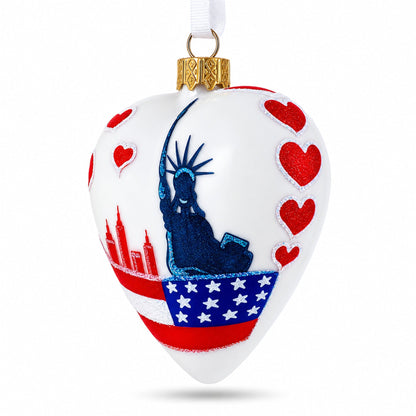 I Love New York Heart Glass Christmas Ornament