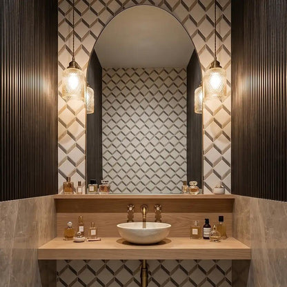 Paris Honed Steps 3d Limestone Mosaics 14 9/16x14 15/16