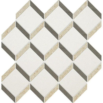 Paris Honed Steps 3d Limestone Mosaics 14 9/16x14 15/16
