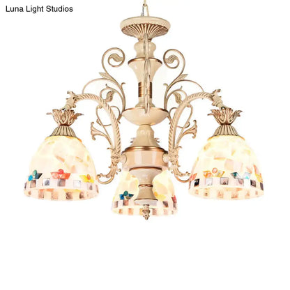 Tiffany style cream stained glass floral chandelier dining room light