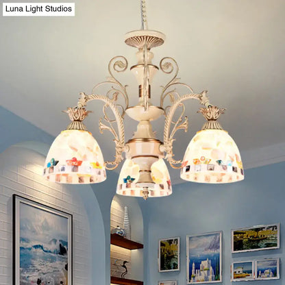 Tiffany style cream stained glass floral chandelier dining room light