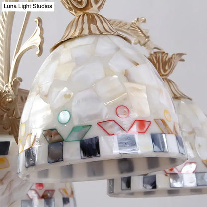Tiffany style cream stained glass floral chandelier dining room light