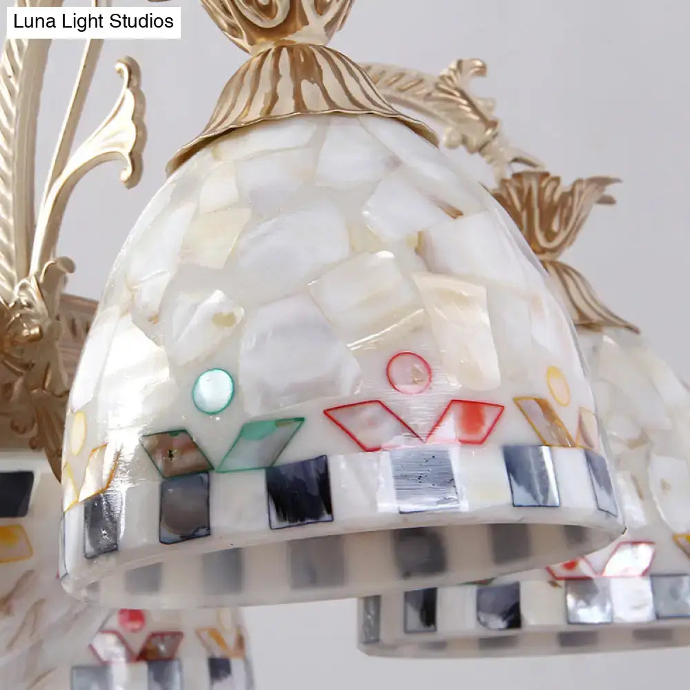 Tiffany style cream stained glass floral chandelier dining room light
