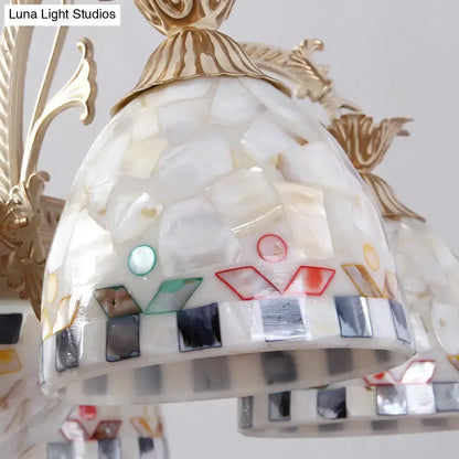 Tiffany style cream stained glass floral chandelier dining room light