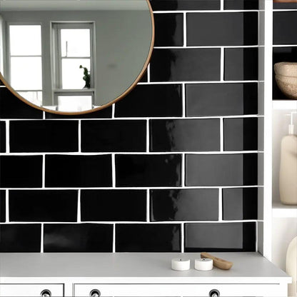 Midnight Glossy Subway Ceramic Tiles 3x6