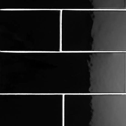 Midnight Glossy Subway Ceramic Tiles 4x12
