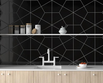Midnight Glossy Diamante Ceramic Tiles 6x6